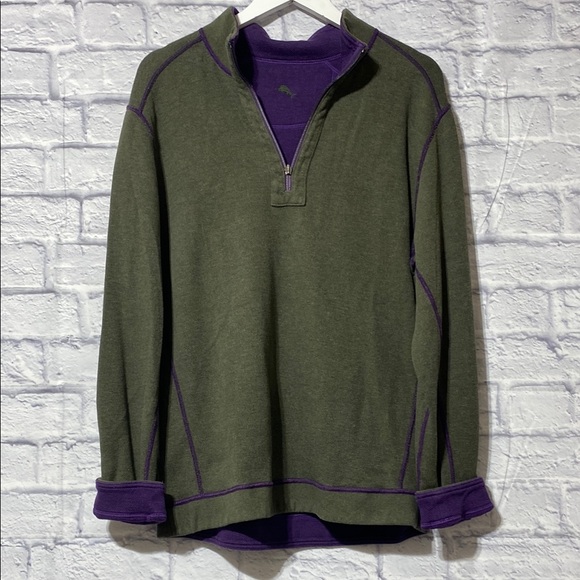 Tommy Bahama Other - Tommy Bahama Green and Purple Quarter-Zip Sweatshirt